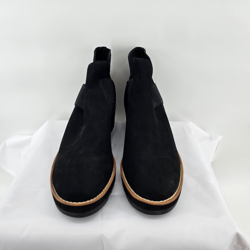 NWOB Women's Eileen Fisher Lark Wedge Heel Booties Suede Black Size 9.5
